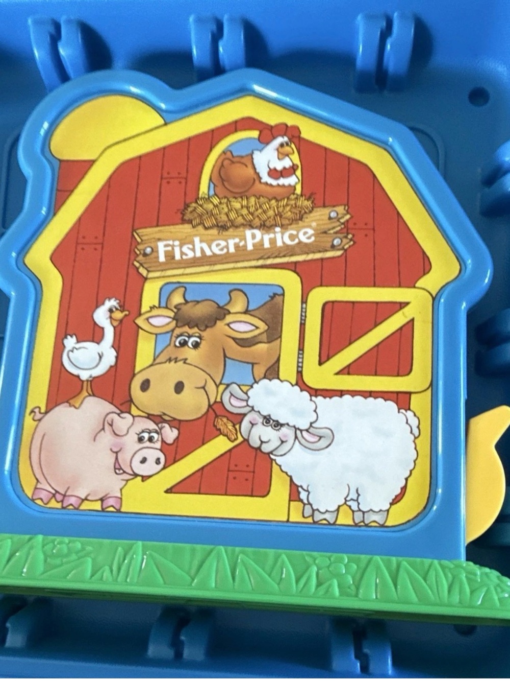 Fisher-Price Blue Barn Farm Play Panel with Colorful Animal Graphics